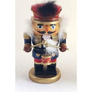 Nutcreacker-Wooden-Drummer-English Style-Drum & Hat-Christmas-7 in tall